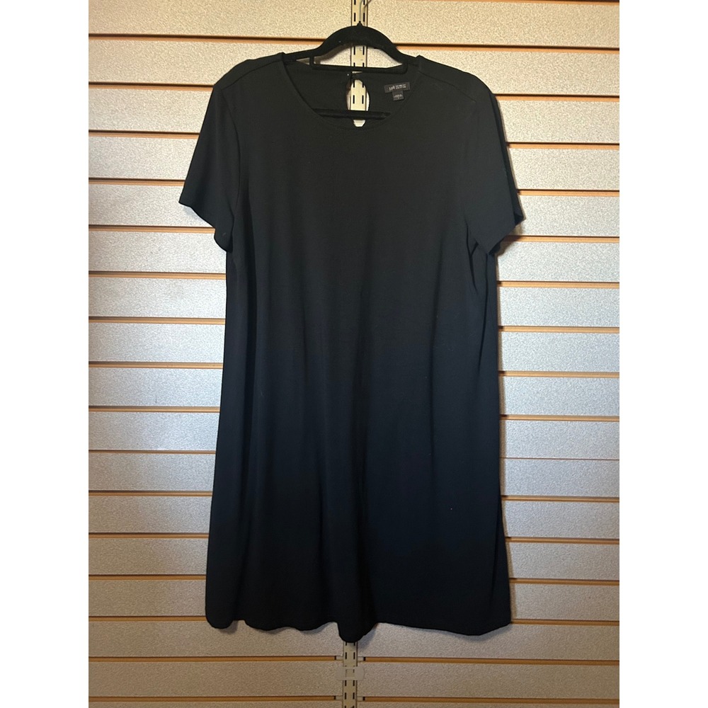 J. Jill Wearever Black Short Sleeve Keyhole Back A-Line Jersey Dress Large